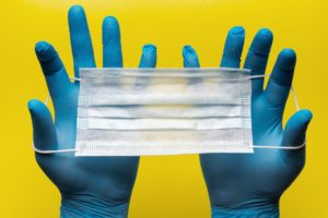 Healthy building design: COVID-19 gloved hands & mask